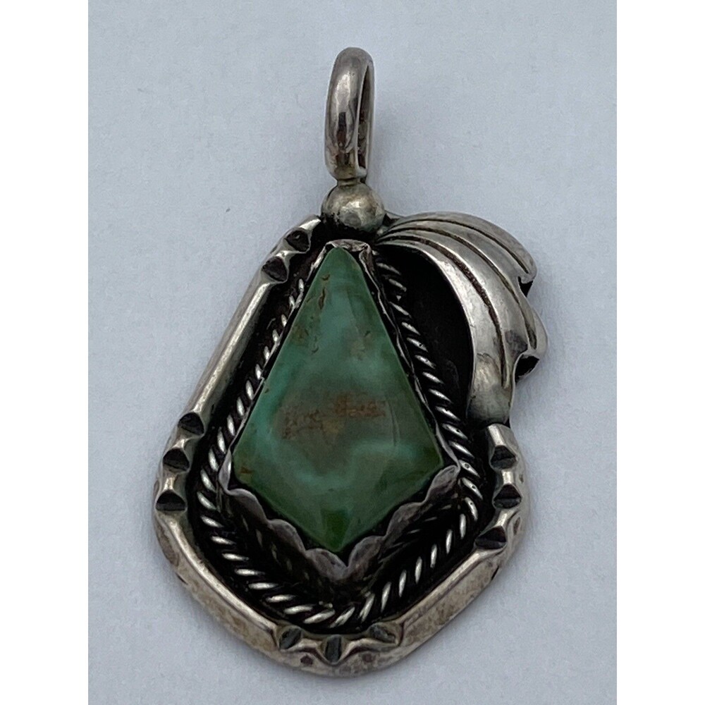 Fannie Platero Native American Platerofne Turquoise Pendant Sterling Silver